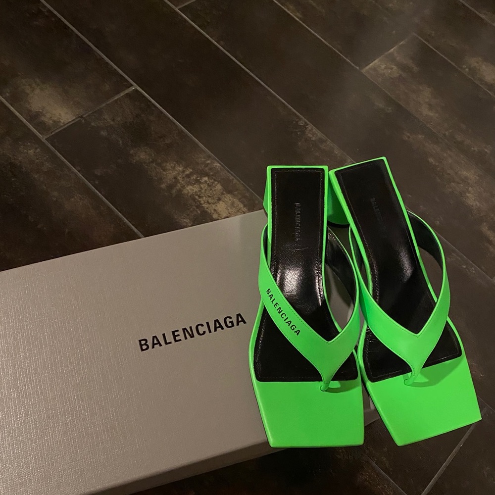 Balenciaga Heeled Thong Sandals Green